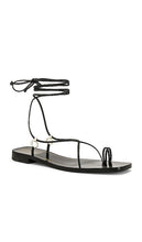 Larroude Portofino Flat Sandal in Black
