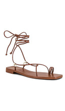 Larroude Portofino Flat Sandal in Brown