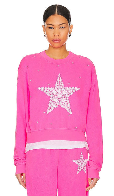 Lauren Moshi Spalding Diamond Star Pullover in Fuchsia - Pull Lauren Moshi Spalding Diamond Star en fuchsia - Lauren Moshi Spalding 紫红色钻石星套头衫 - Lauren Moshi Spalding Diamond Star Pullover in Fuchsia - Lauren Moshi Spalding 다이아몬드 스타 풀오버 - Pullover Lauren Moshi Spalding Diamond Star in fucsia