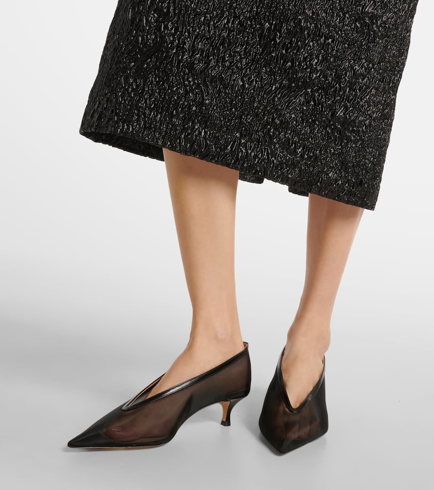 Le Monde B√É¬©ryl Babouche leather-trimmed mesh pumps