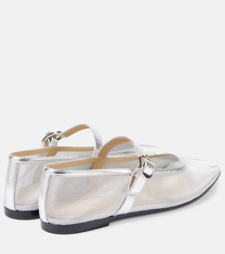 Le Monde Beryl Leather-trimmed mesh ballet flats