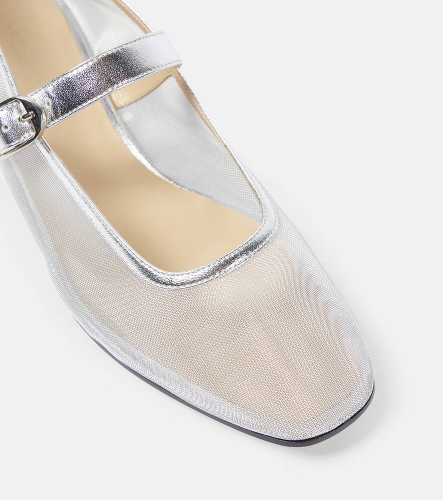 Le Monde Beryl Leather-trimmed mesh ballet flats