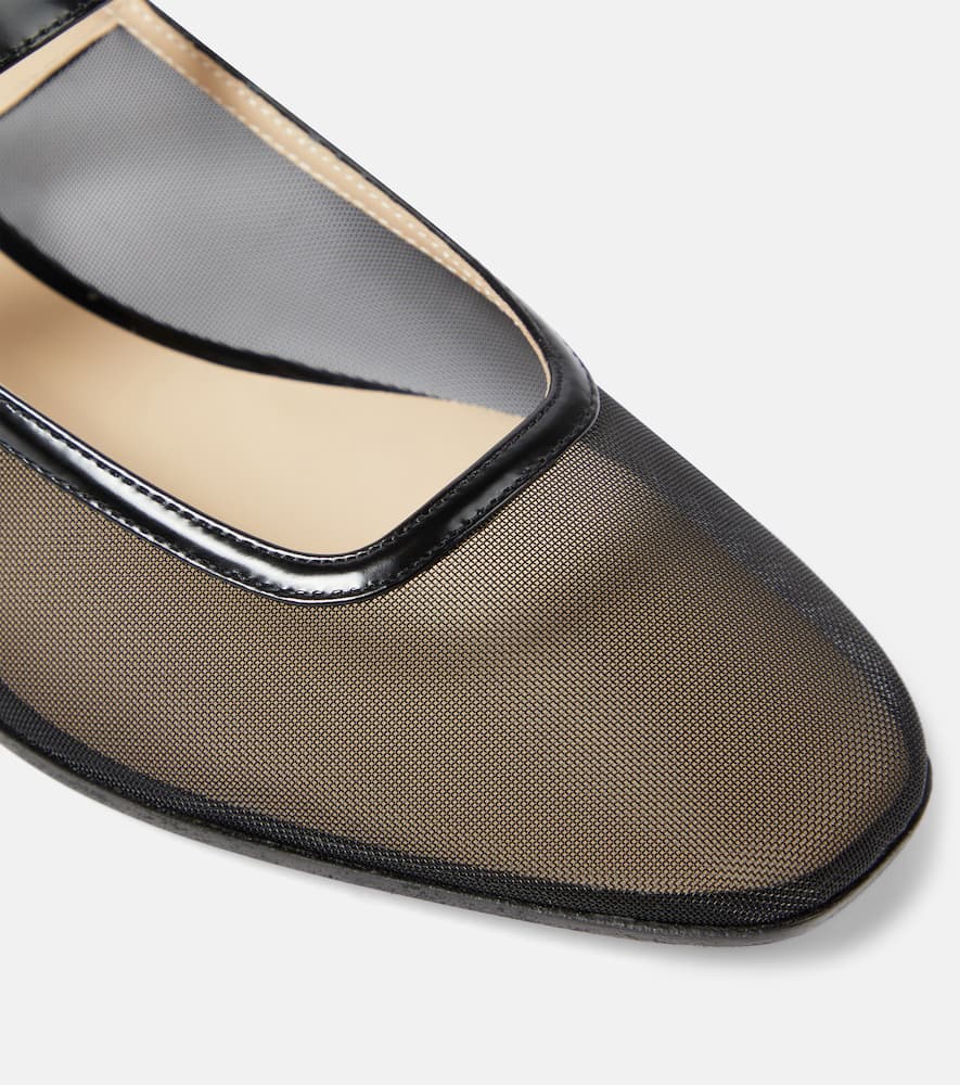 Le Monde Beryl Patent leather-trimmed mesh flats