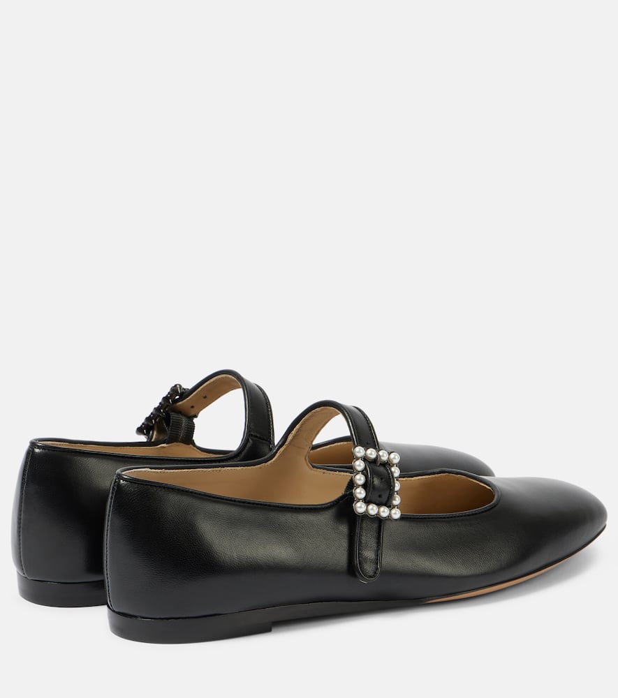 Le Monde B√É¬©ryl Pearl-embellished leather Mary Jane flats