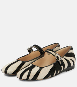Le Monde B√É¬©ryl Zebra-print calf hair Mary Jane flats