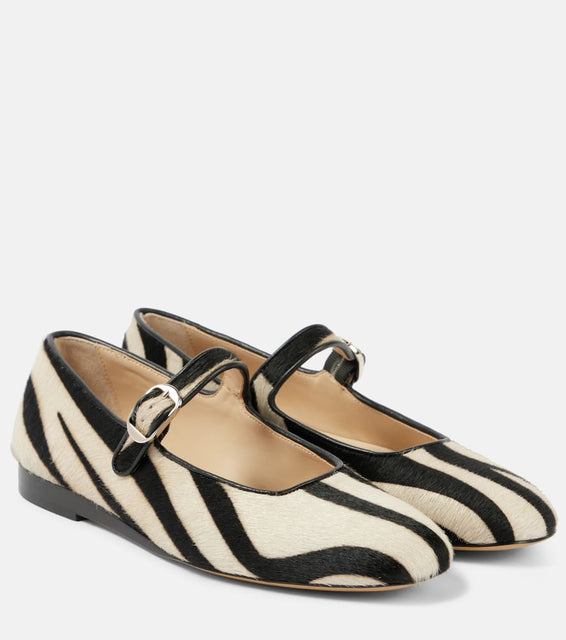 Le Monde B√É¬©ryl Zebra-print calf hair Mary Jane flats