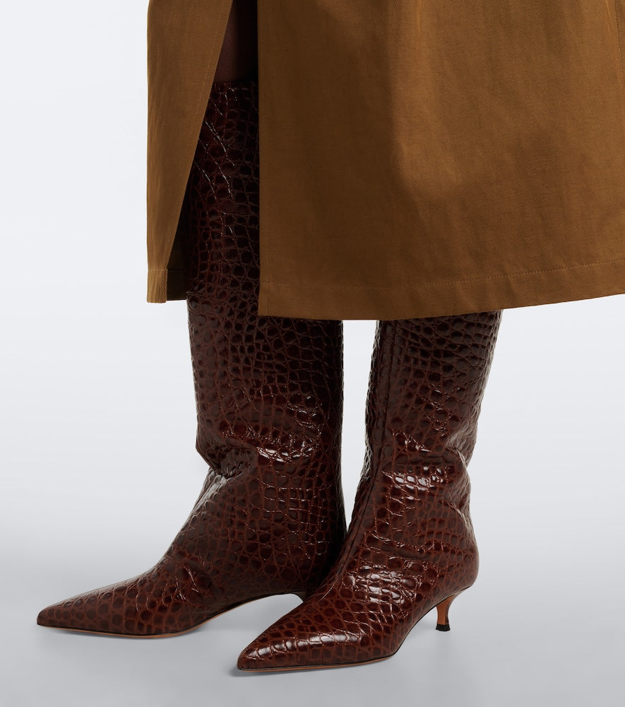 Le Monde Beryl Babouche croc-effect leather knee-high boots