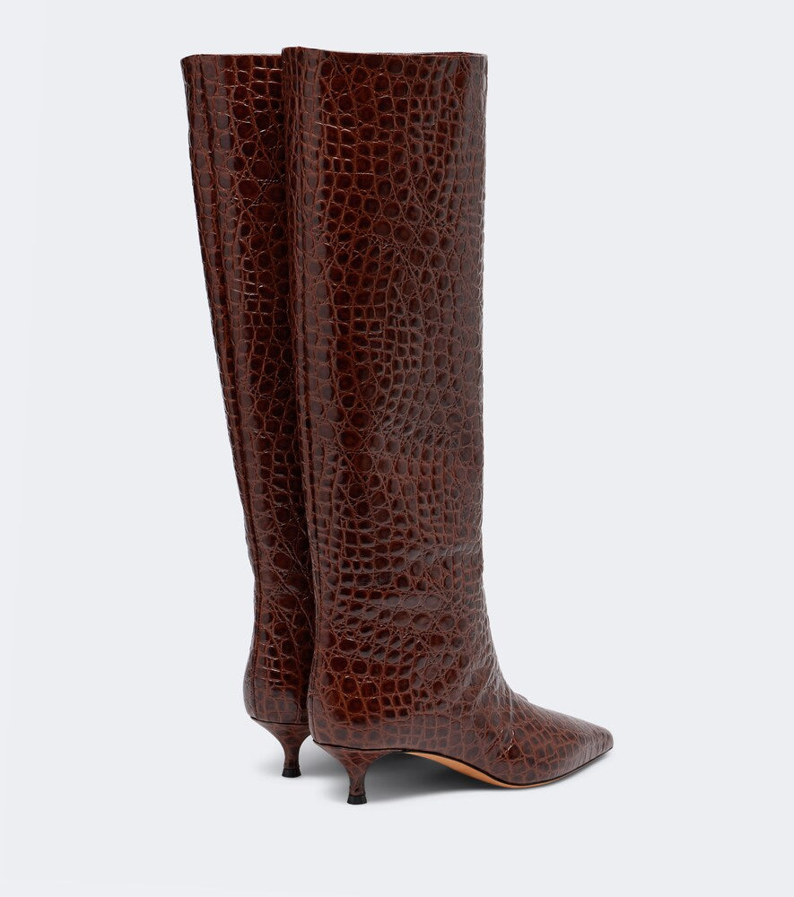 Le Monde Beryl Babouche croc-effect leather knee-high boots