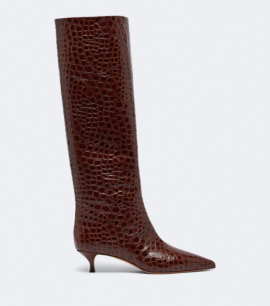Le Monde Beryl Babouche croc-effect leather knee-high boots