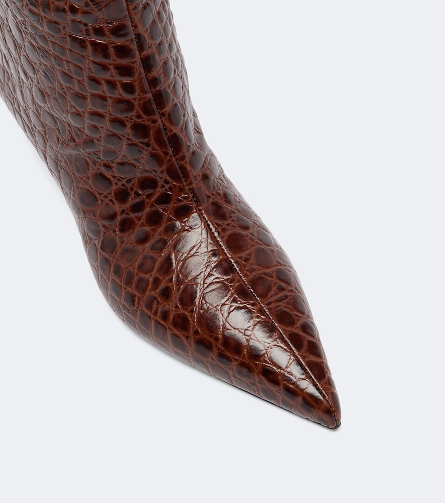 Le Monde Beryl Babouche croc-effect leather knee-high boots