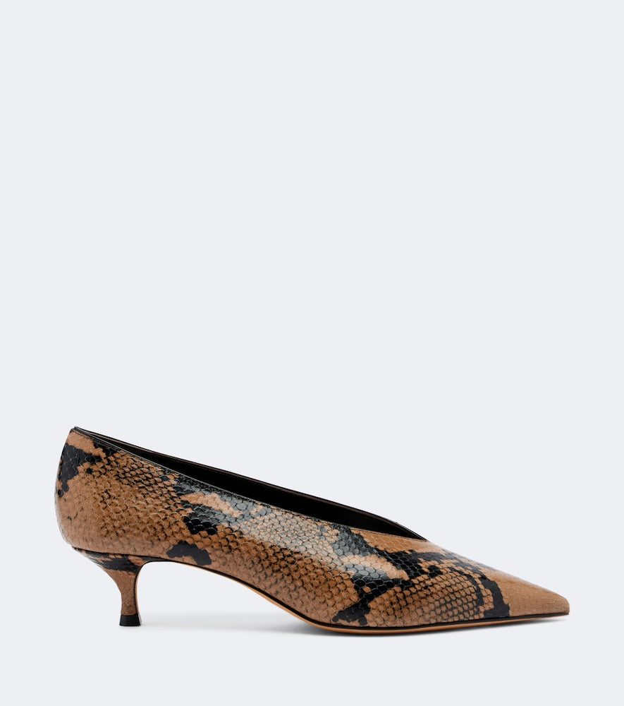 Le Monde Beryl Babouche snake-effect leather pumps