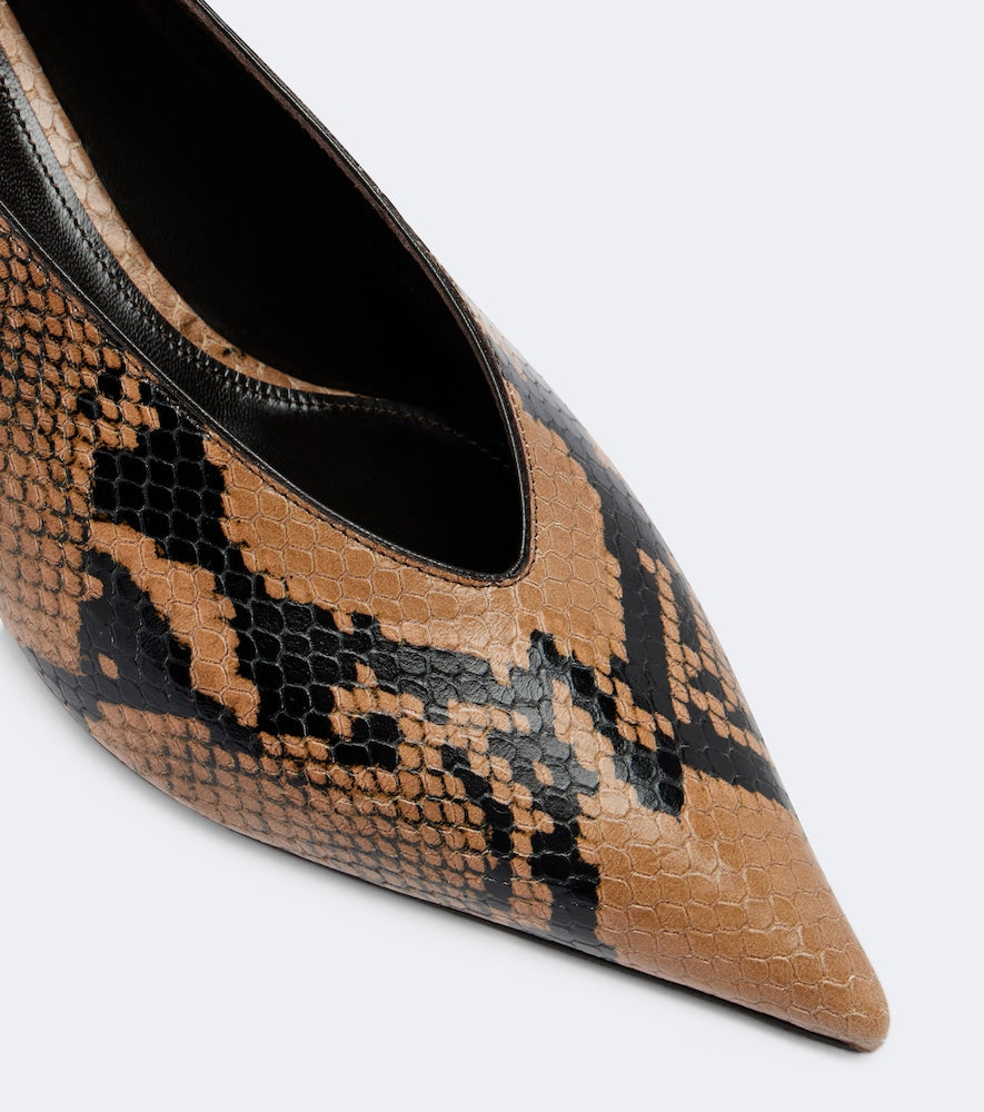 Le Monde Beryl Babouche snake-effect leather pumps