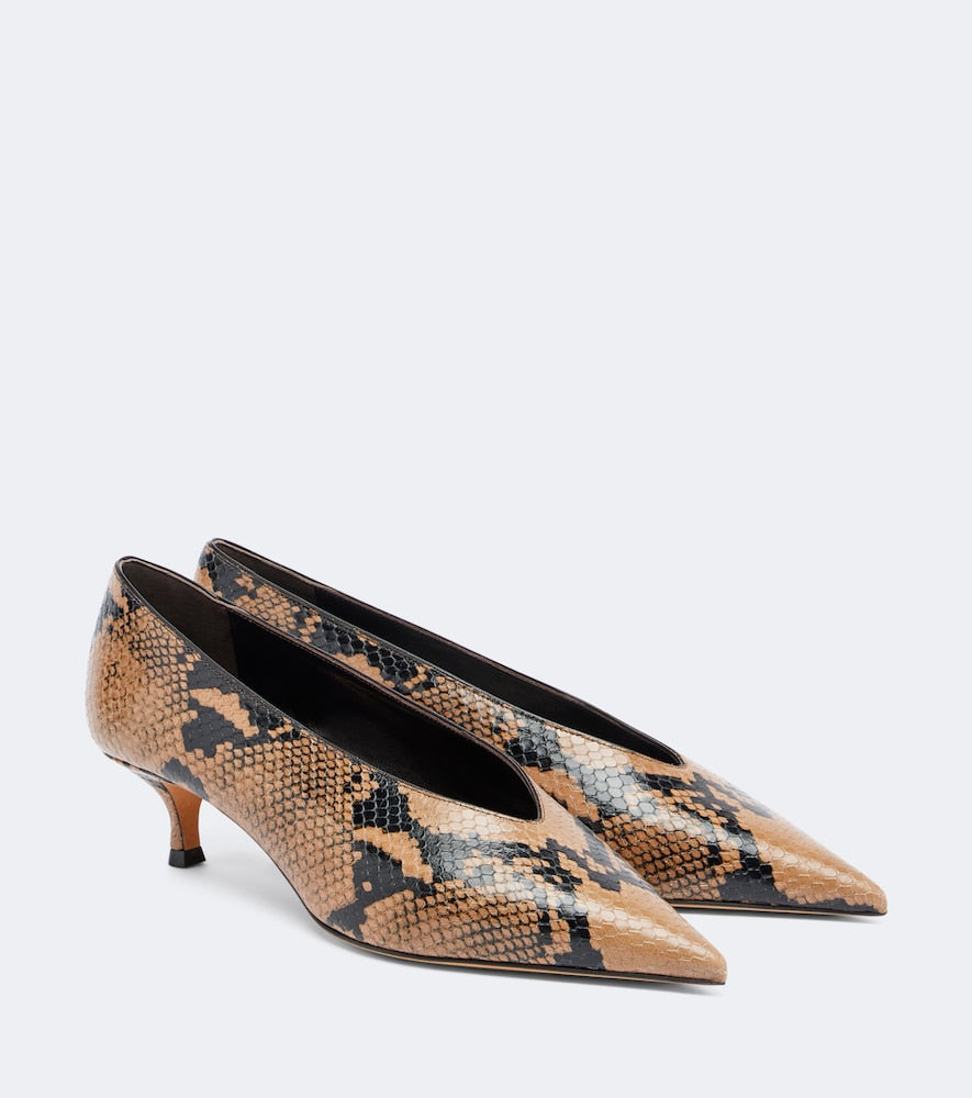 Le Monde Beryl Babouche snake-effect leather pumps