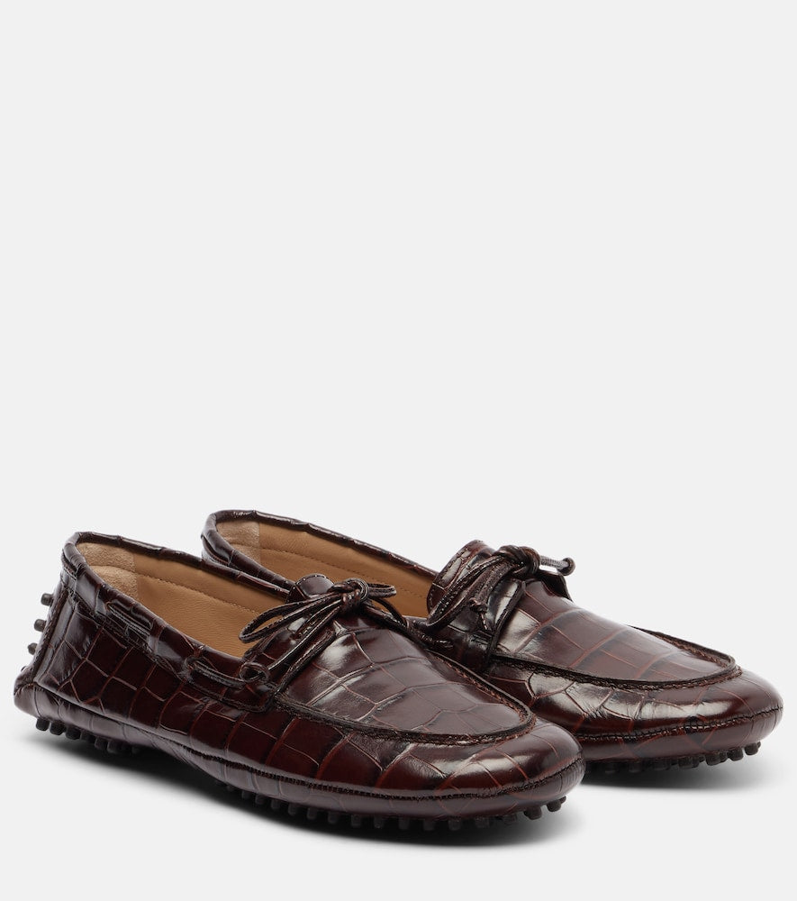 Le Monde Beryl Croc-effect driving shoes