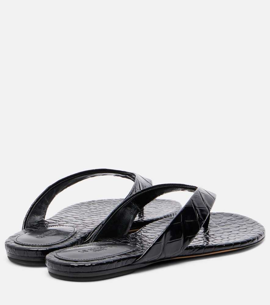 Le Monde Beryl Croc-effect leather thong sandals