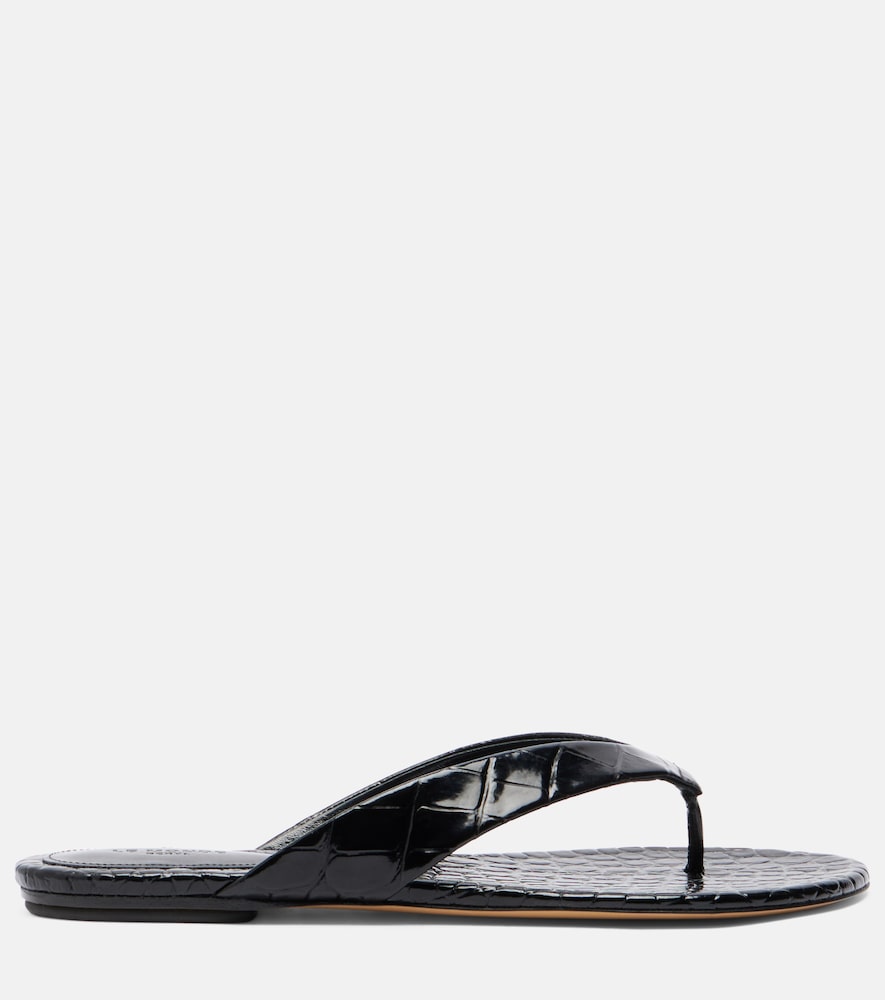 Le Monde Beryl Croc-effect leather thong sandals