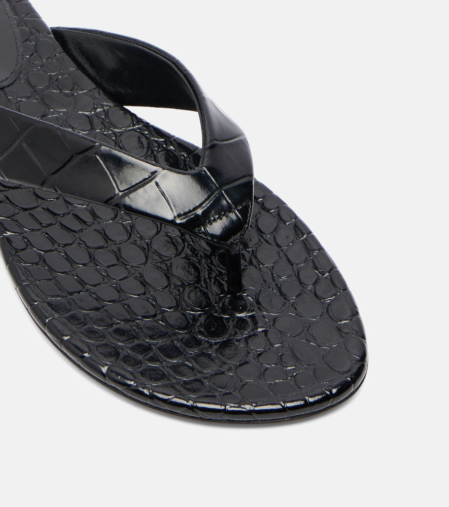 Le Monde Beryl Croc-effect leather thong sandals