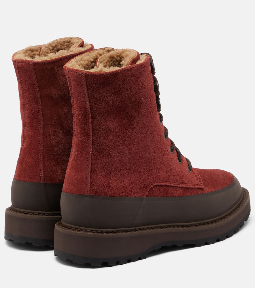 Le Monde Beryl Dolomite shearling-lined suede combat boots