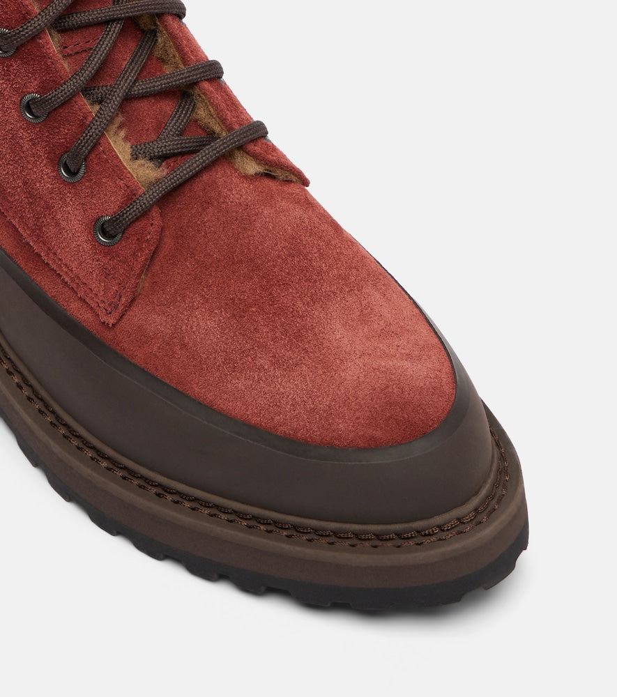Le Monde Beryl Dolomite shearling-lined suede combat boots