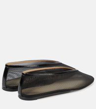 Le Monde Beryl Luna leather-trimmed mesh ballet flats