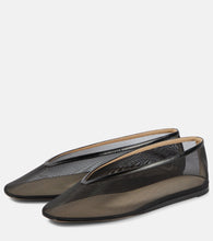 Le Monde Beryl Luna leather-trimmed mesh ballet flats