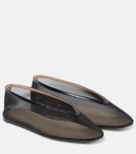 Le Monde Beryl Luna leather-trimmed mesh ballet flats - Le Monde Beryl Luna 皮革饰边网眼芭蕾平底鞋