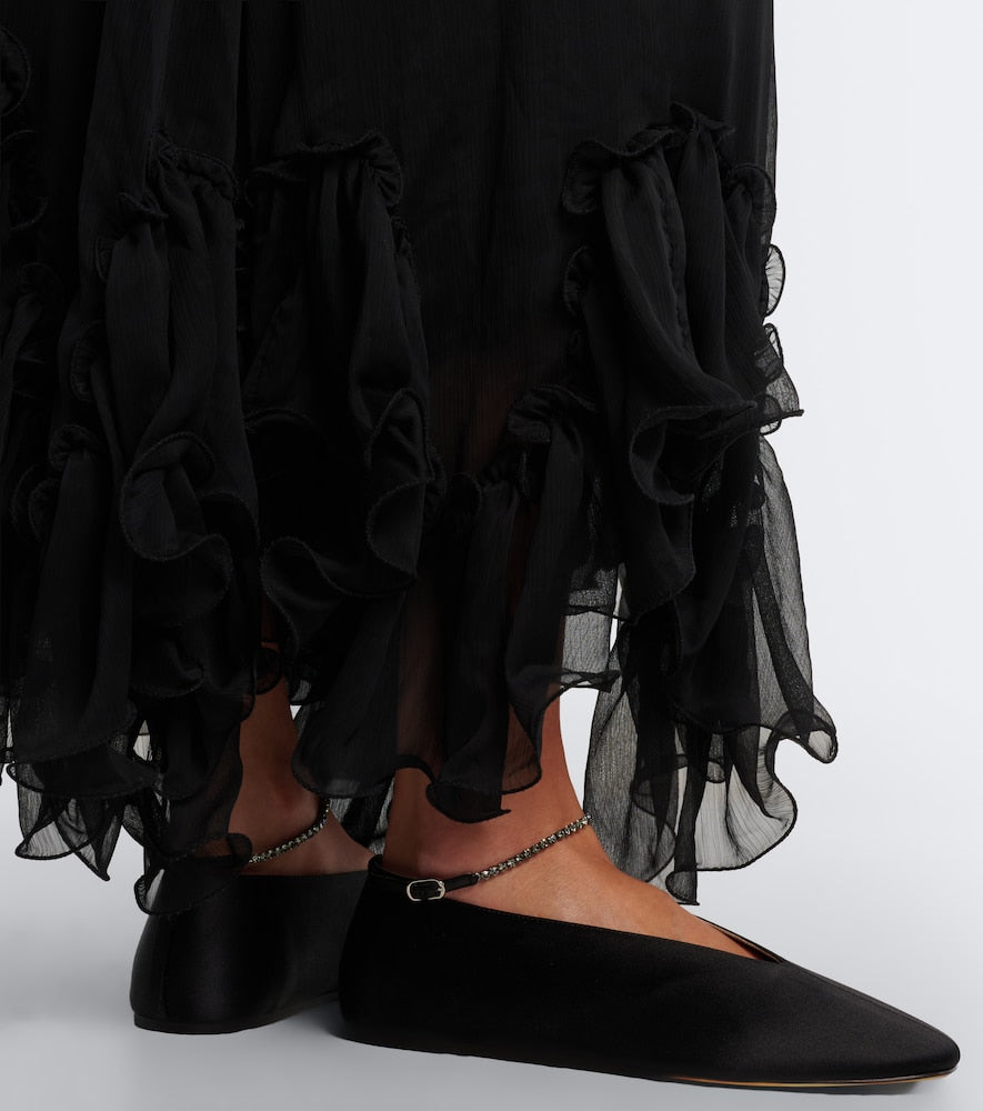 Le Monde Beryl Olympia embellished satin ballet flats