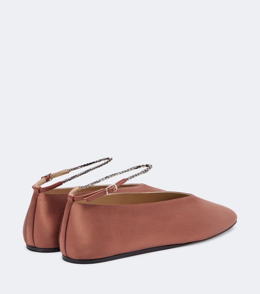 Le Monde Beryl Olympia embellished satin ballet flats