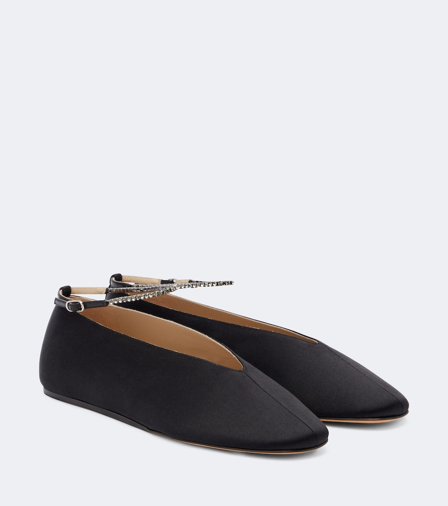 Le Monde Beryl Olympia embellished satin ballet flats