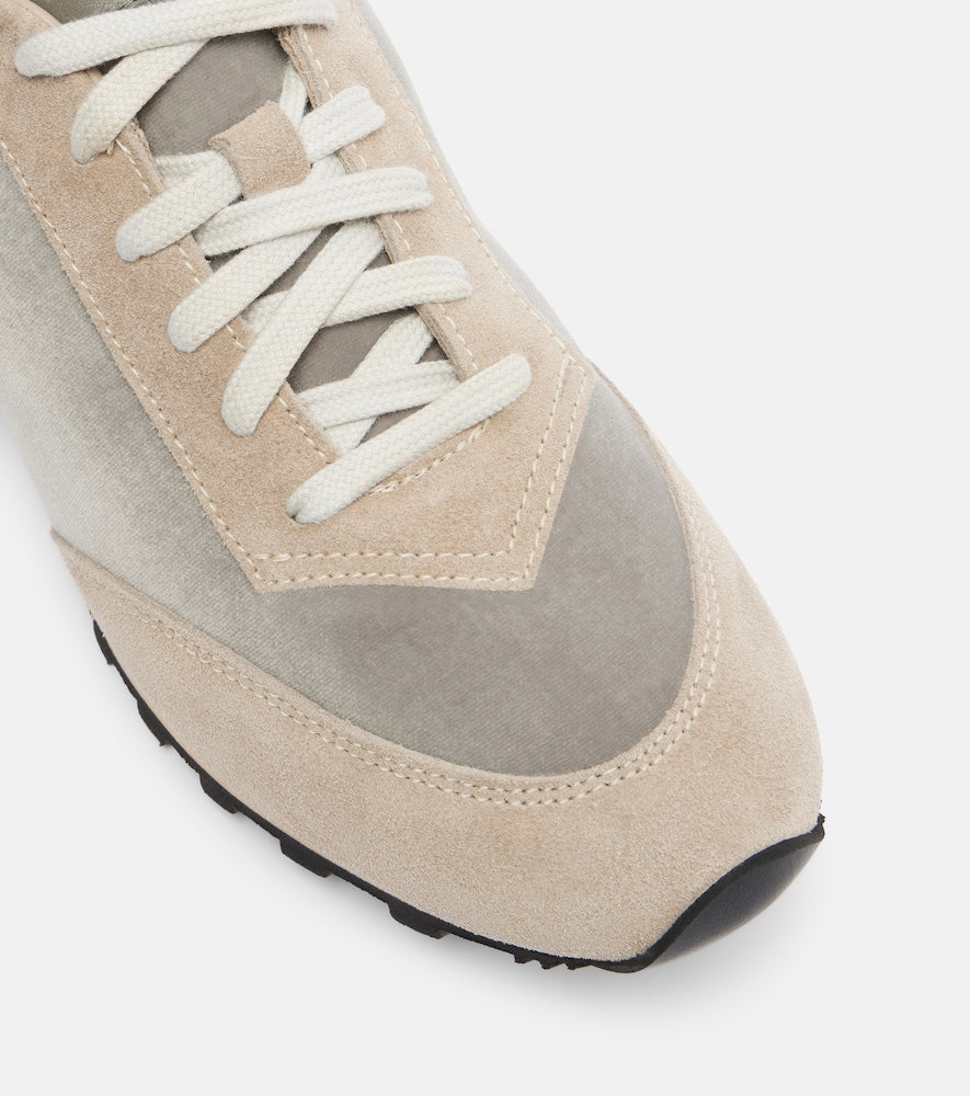 Le Monde Beryl Slim Runner velvet and suede sneakers