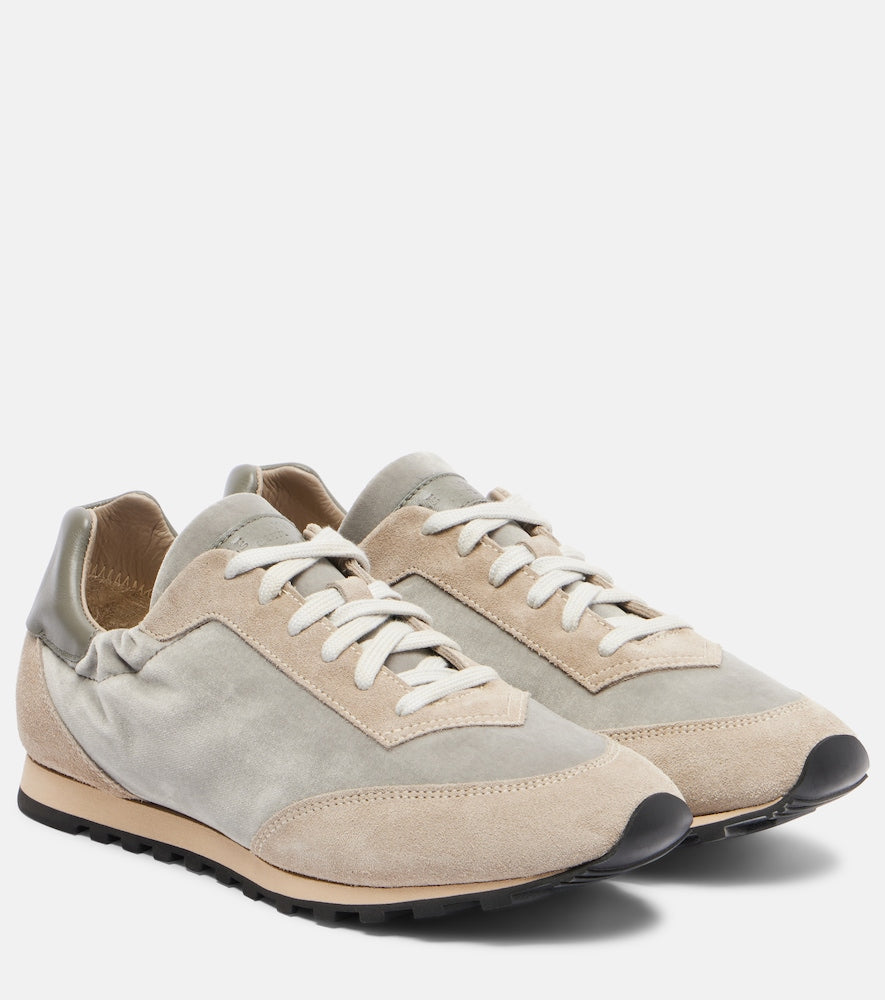 Le Monde Beryl Slim Runner velvet and suede sneakers