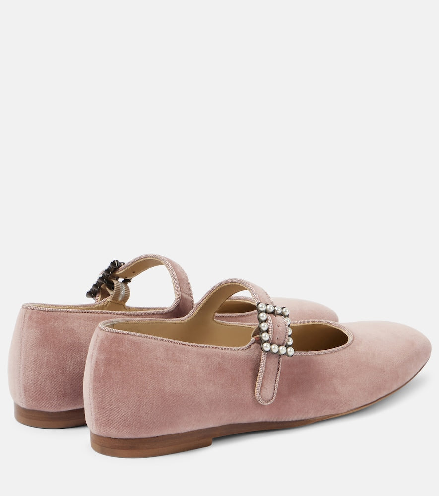 Le Monde Beryl Velvet Mary Jane flats