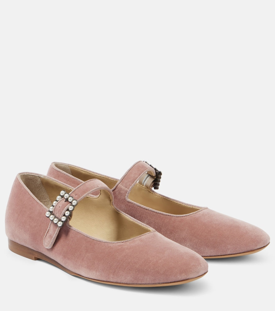 Le Monde Beryl Velvet Mary Jane flats