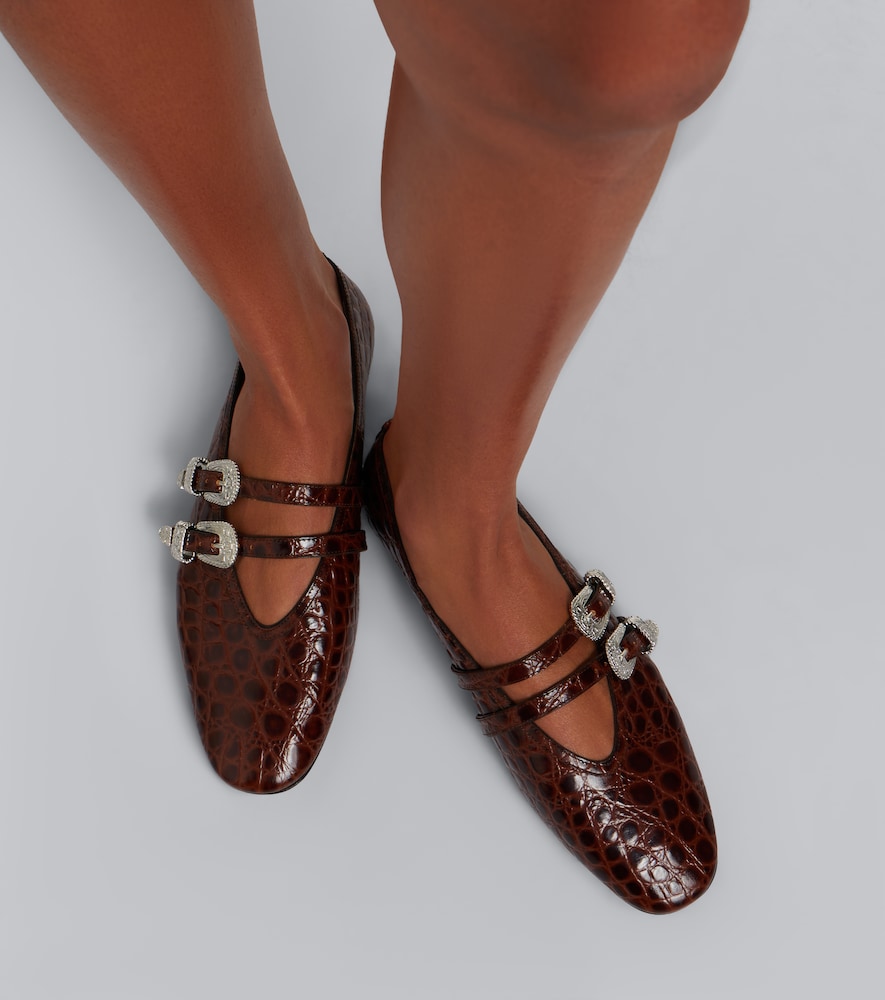 Le Monde Beryl Claudia croc-effect leather ballet flats - Burgundy Ballerina Flats