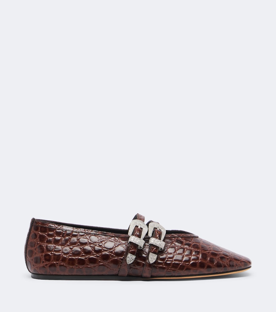 Le Monde Beryl Claudia croc-effect leather ballet flats - Burgundy Ballerina Flats