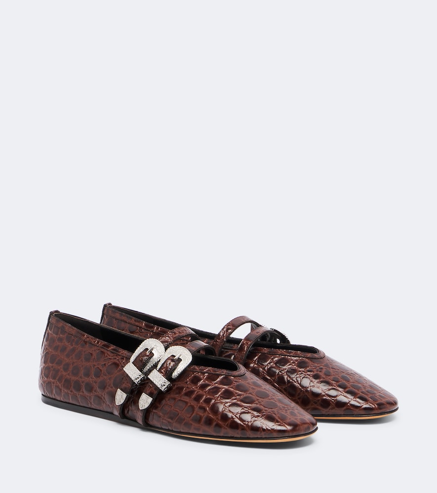 Le Monde Beryl Claudia croc-effect leather ballet flats - Burgundy Ballerina Flats