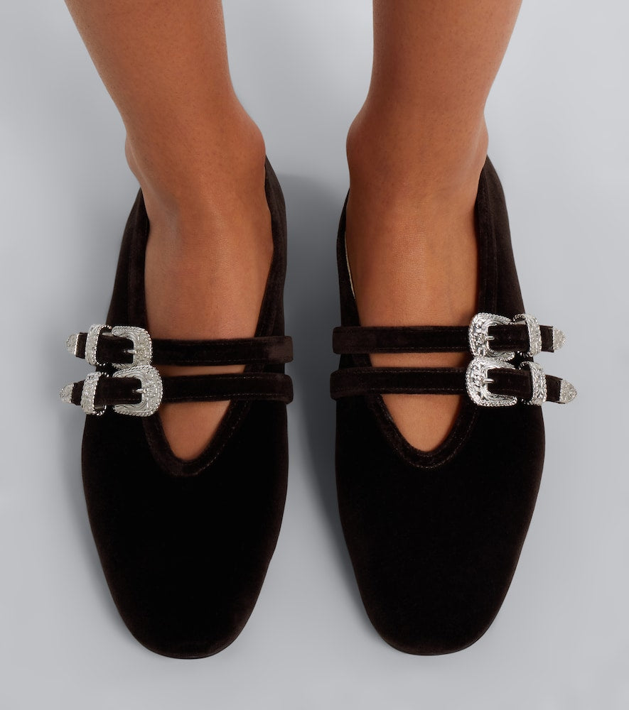 Le Monde Beryl Claudia velvet Mary Jane flats - Brown Ballerina Flats