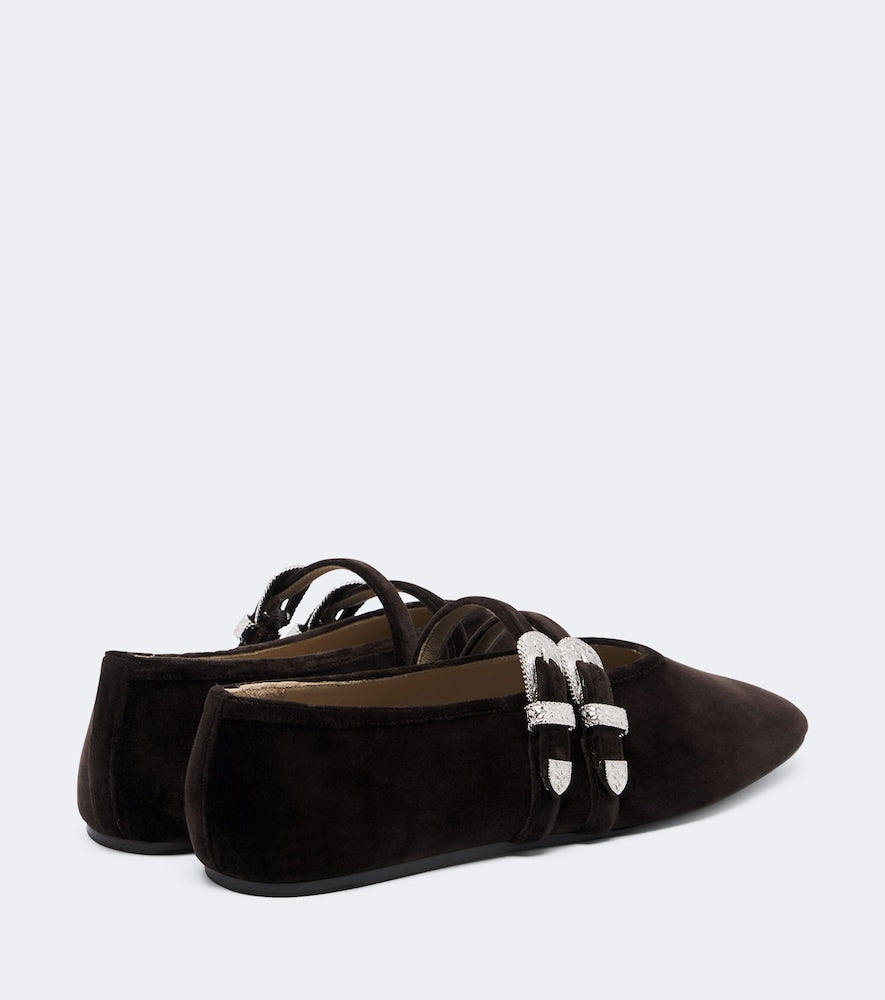 Le Monde Beryl Claudia velvet Mary Jane flats - Brown Ballerina Flats