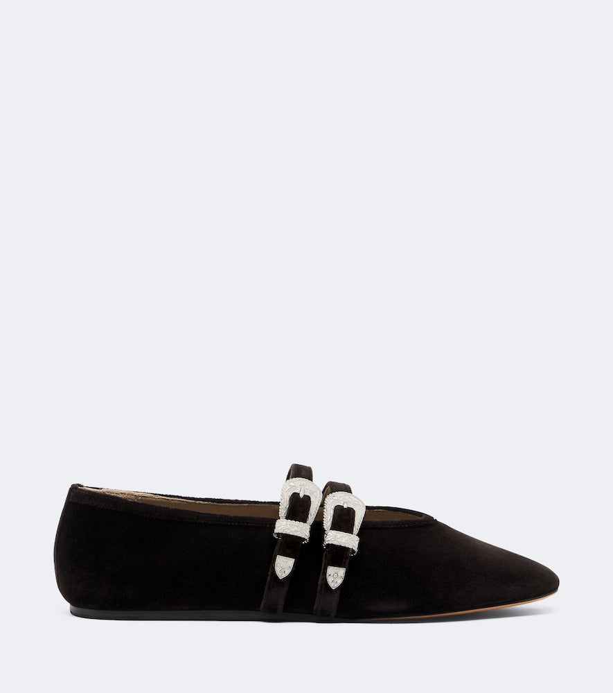 Le Monde Beryl Claudia velvet Mary Jane flats - Brown Ballerina Flats