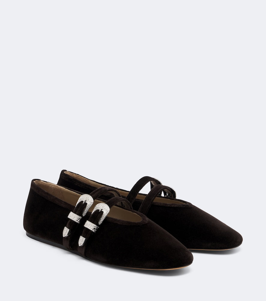 Le Monde Beryl Claudia velvet Mary Jane flats - Brown Ballerina Flats