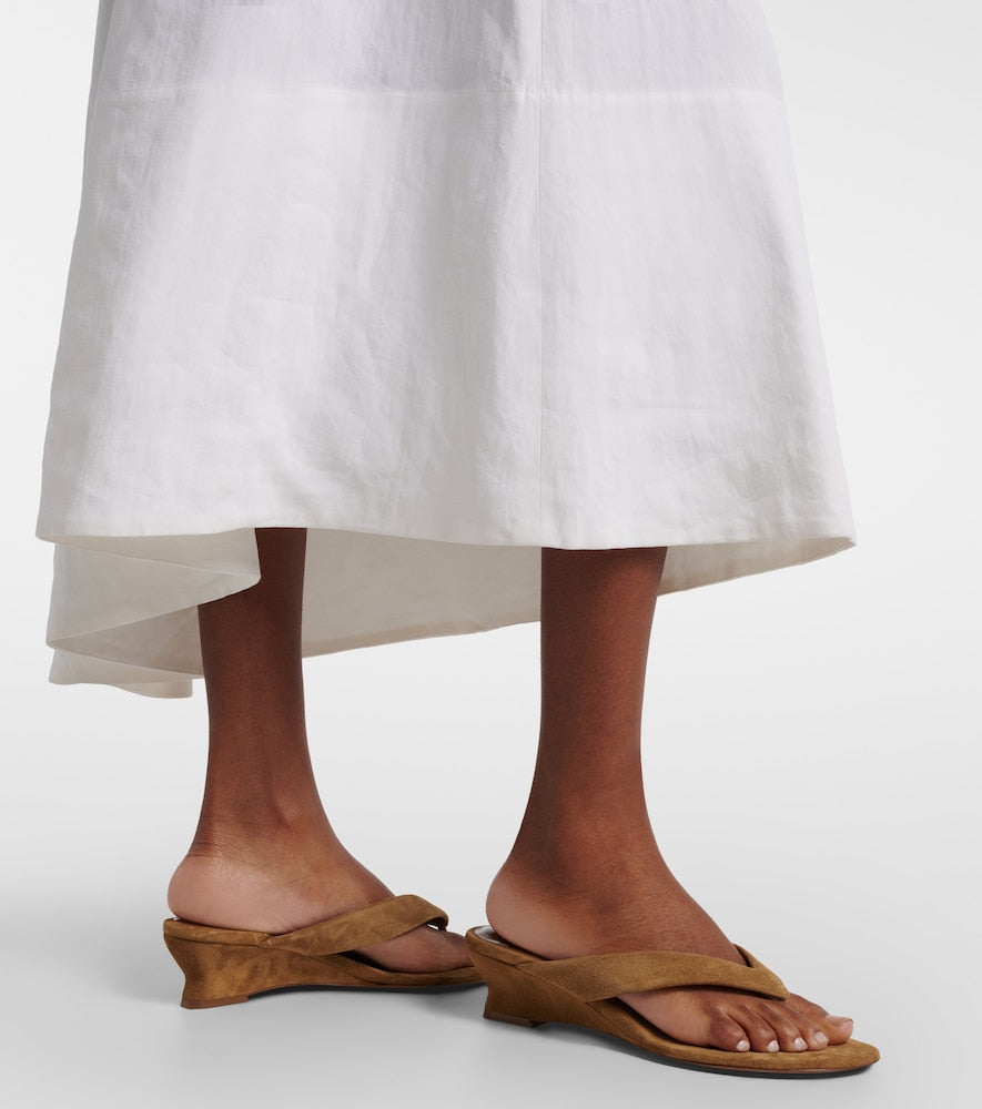 Beige Le Monde Beryl Micro Wedge 40 suede thong sandals - Heeled Sandals