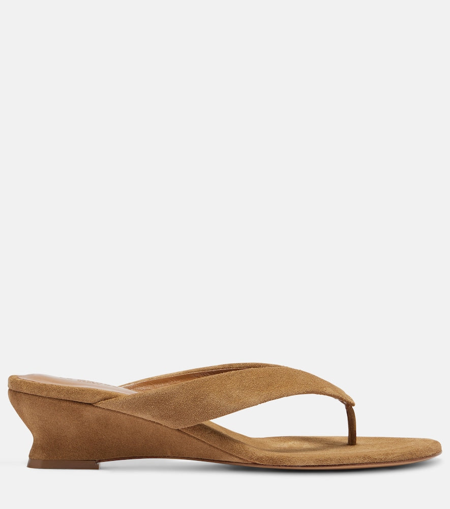 Beige Le Monde Beryl Micro Wedge 40 suede thong sandals - Heeled Sandals
