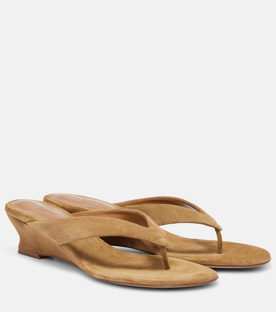 Beige Le Monde Beryl Micro Wedge 40 suede thong sandals - Heeled Sandals