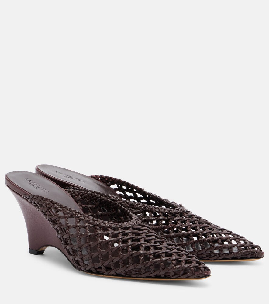 Burgundy Le Monde Beryl Victoria leather wedge mules - Mid Heel Pumps