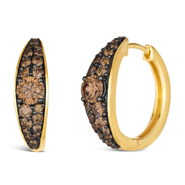 Le Vian(R) 1 1/5ctw Chocolate Diamonds(R) 14k Honey Gold(tm) Hoop Earrings