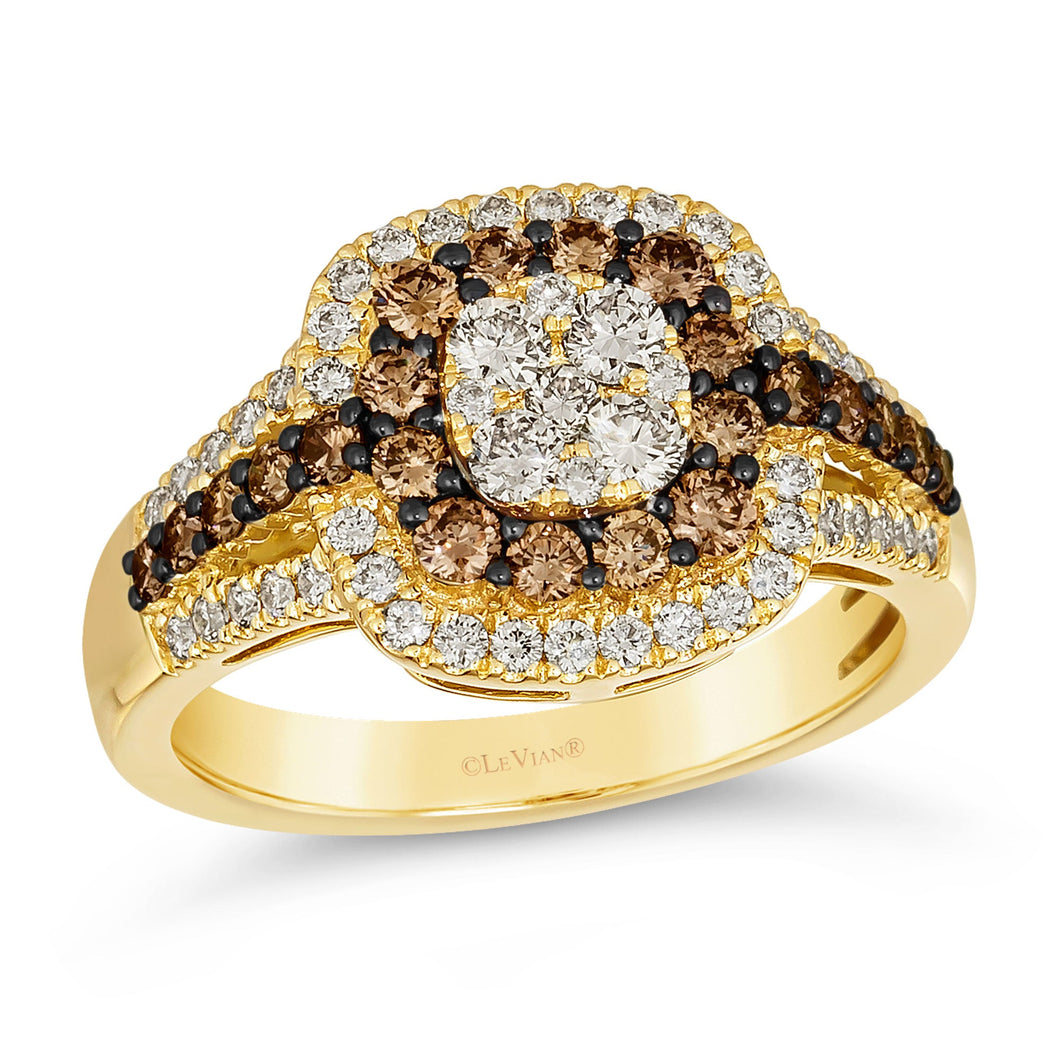 Le Vian(R) 1 1/8ctw Nude Diamonds(tm) and Chocolate Diamonds(R) 14k Honey Gold(tm) Ring