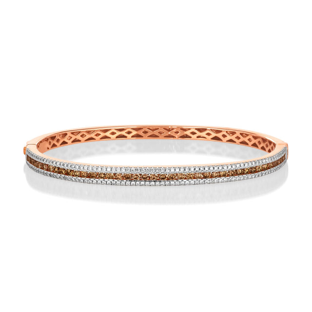 Le Vian(R) 1 3/4ctw Chocolate Diamonds(R) and Vanilla Diamonds(R) 14k Strawberry Gold(R) Bangle Bracelet