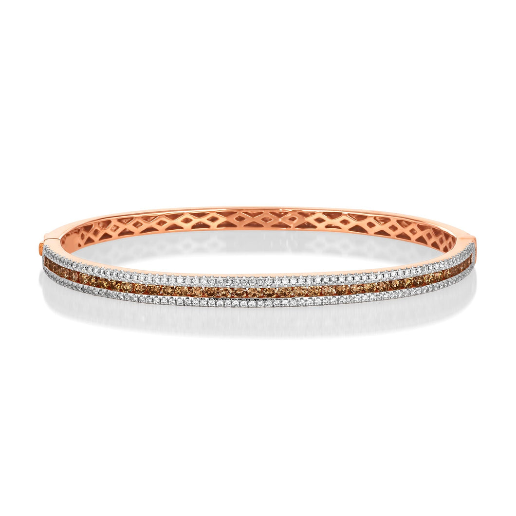 Le Vian(R) 1 3/4ctw Chocolate Diamonds(R) and Vanilla Diamonds(R) 14k Strawberry Gold(R) Bangle Bracelet