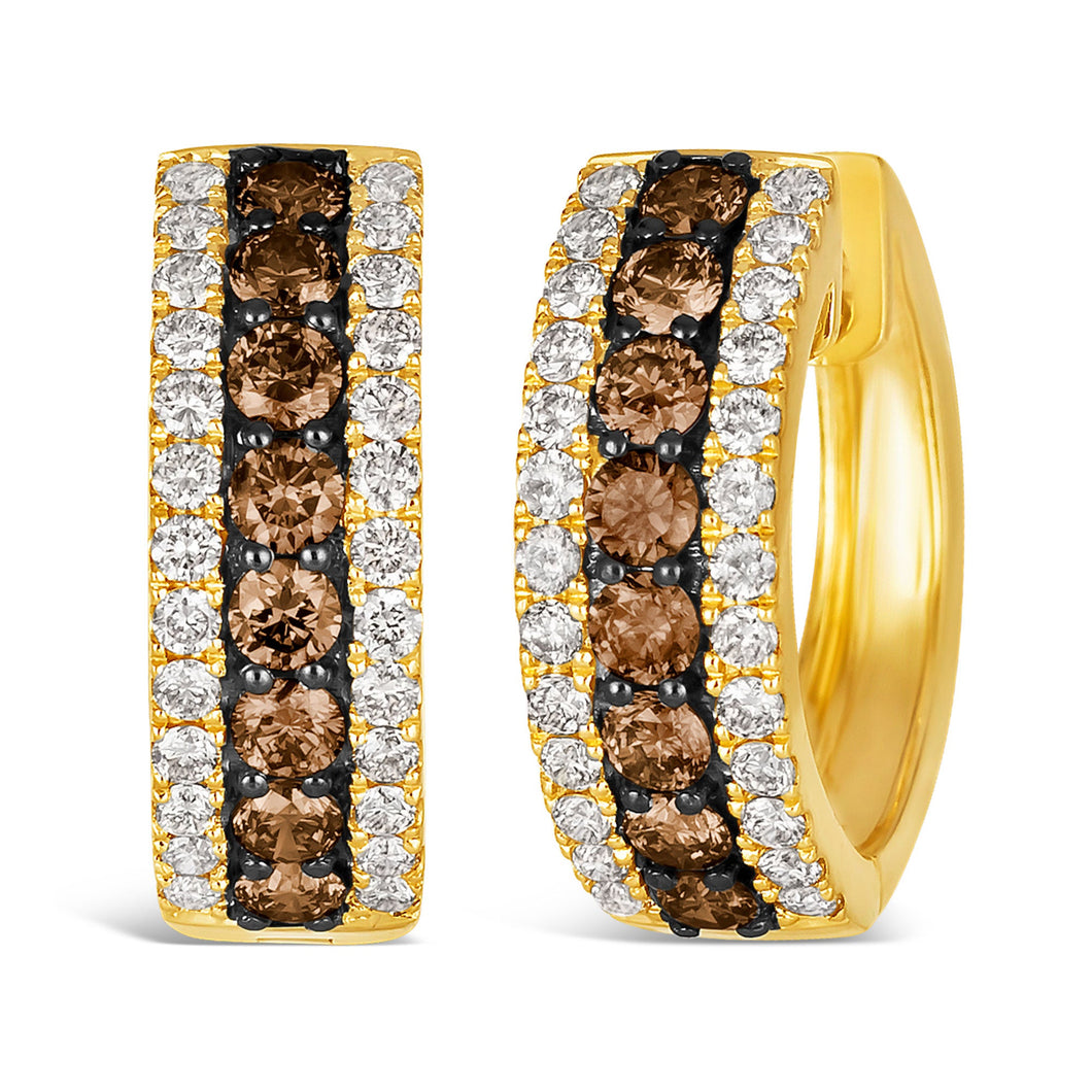 Le Vian(R) 1 3/8ctw Chocolate Diamonds(R) and Nude Diamonds(tm) 14k Honey Gold(tm) Hoop Earrings