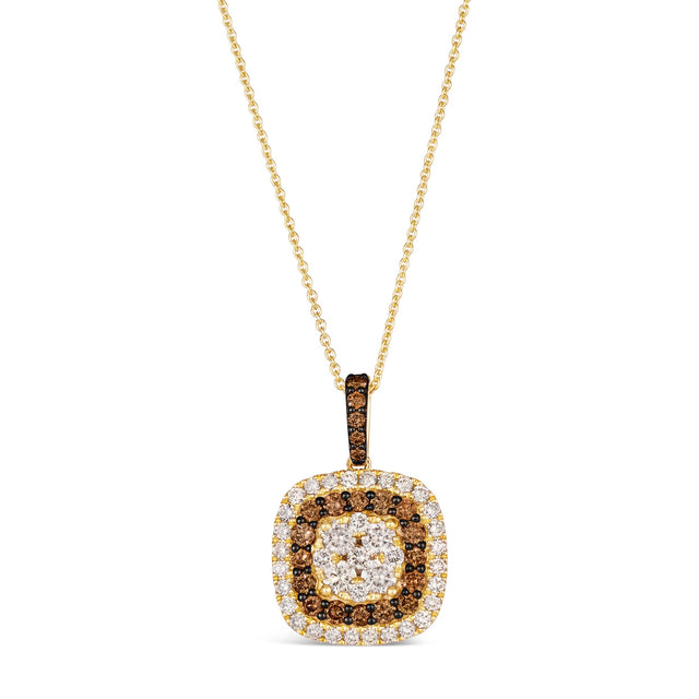 Le Vian(R) 1 3/8ctw Chocolate Diamonds(R) and Nude Diamonds(tm) Cluster 14k Honey Gold(tm) Pendant Necklace